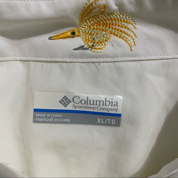 Columbia White Cotton PFG Breathable Button Up Shirt - Picture 5 of 6